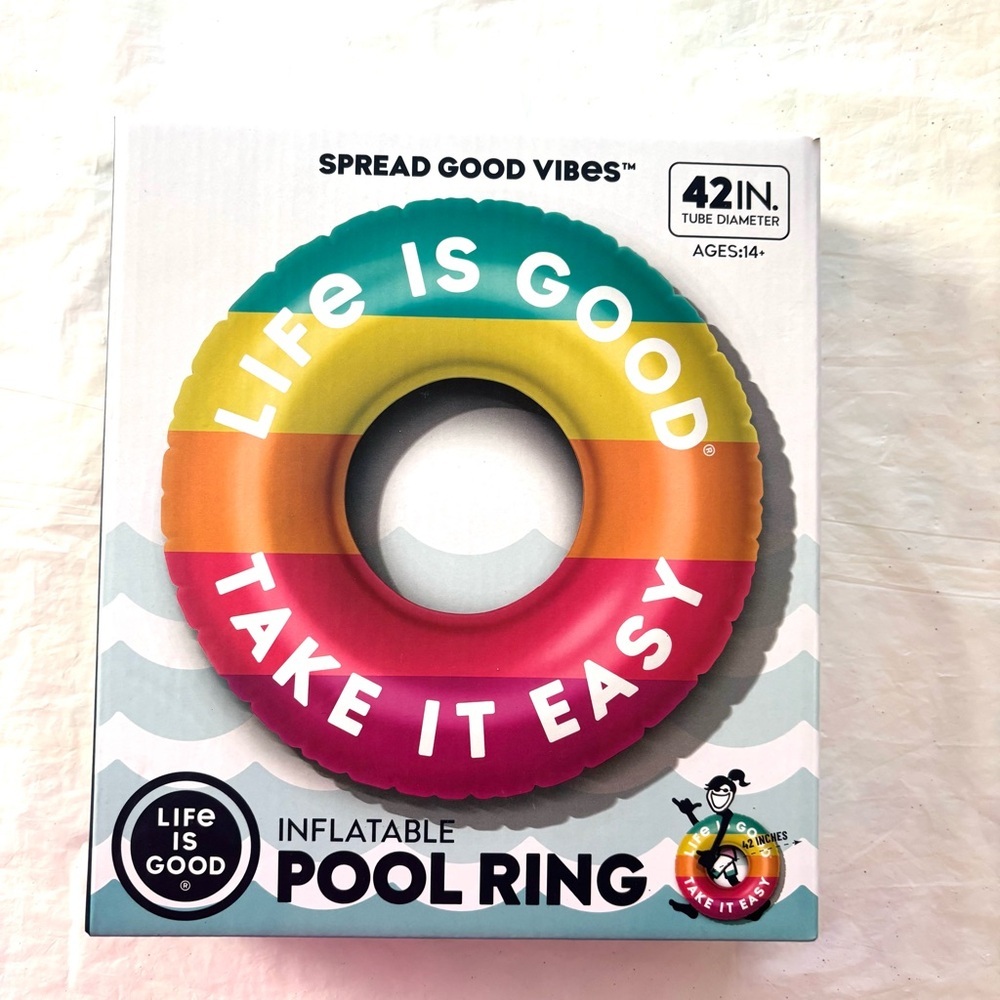NWT Life is Good Inflatable Pool Ring  “ Take It Easy” NWT